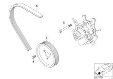 Насос гидроусилителя рулевого управления для BMW E46 316i 1.9 M43 (схема запасных частей)
