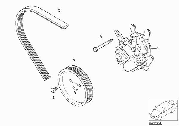 Насос гидроусилителя рулевого управления для BMW E46 318Ci M43 (схема запчастей)