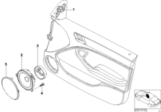 Детали стереосистемы на Пд двери для BMW E46 325xi M54 (схема запасных частей)