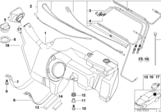 Топливный бак пластмассовый для BMW Z3 Z3 M3.2 S50 (схема запасных частей)
