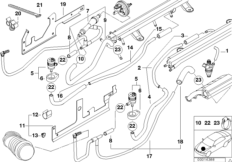 Клапаны/трубопроводы системы впрыска для BMW E38 750iLS M73N (схема запасных частей)
