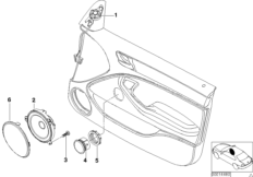 Детали системы HiFi на Пд двери для BMW E46 318i N42 (схема запасных частей)
