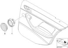Детали системы HiFi на Зд двери для BMW E46 325xi M54 (схема запасных частей)