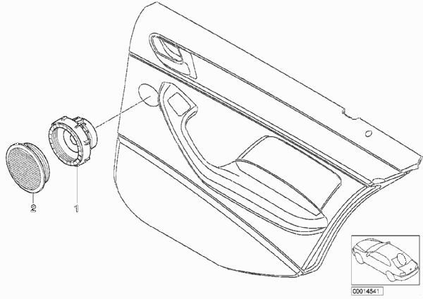 Детали системы HiFi на Зд двери для BMW E46 330xd M57N (схема запчастей)