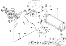 Газовый баллон/ напорный трубопровод для BMW E36 316g M43 (схема запасных частей)