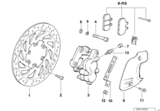Тормозной механизм переднего колеса для MOTO E169 F 650 94 (0161) 0 (схема запасных частей)