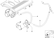Вакуумная система управления AGR для BMW E46 318d M47 (схема запасных частей)