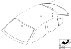 Остекление для BMW E46 330d M57N (схема запасных частей)
