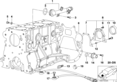 Блок цилиндров/дополнительные элементы для BMW E46 318Ci M43 (схема запасных частей)