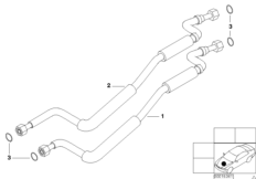 Трубка системы охлаждения для BMW E38 L7 M73 (схема запасных частей)