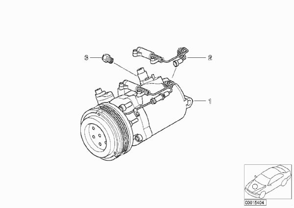 RP компрессор кондиционера для BMW Z3 Z3 M3.2 S54 (схема запчастей)