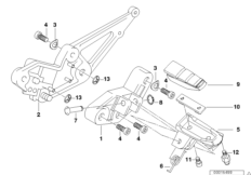 Планка упора для ног/упор для ног Пд для BMW K41 K 1200 RS 01 (0547,0557) 0 (схема запасных частей)