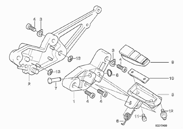 Планка упора для ног/упор для ног Пд для MOTO K41 K 1200 GT 01 (0548,0558) 0 (схема запчастей)