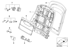 Сиденье Пд-каркас спинки/задняя панель для BMW E46 320d M47N (схема запасных частей)