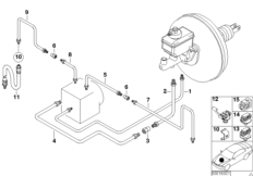 Трубопровод тормозного привода Пд с DSC для BMW E38 750i M73 (схема запасных частей)