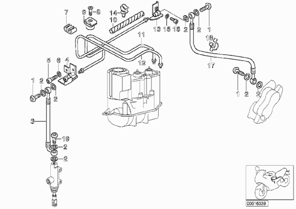 Трубопровод тормозного привода c ABS Зд для BMW 89V3 K 1200 LT 99 (0545,0555) 0 (схема запчастей)