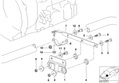 Элементы крепления системы выпуска ОГ для BMW Z3 Z3 1.9 M44 (схема запасных частей)