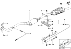 Катализатор/передний доп.глушитель для BMW E46 318i M43 (схема запасных частей)