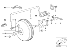 Вакуумный усилитель тормозов для BMW E34 525i M50 (схема запасных частей)