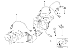 Лямбда-зонд/дополнительные элементы для BMW E46 325Ci M54 (схема запасных частей)