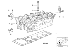 Головка блока цилиндров-доп.элементы для BMW E38 735i M62 (схема запасных частей)