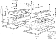Крышка головки блока цилиндров для BMW E39 535i M62 (схема запасных частей)