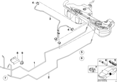 Топливопровод/ элементы крепления для BMW E46 318d M47 (схема запасных частей)