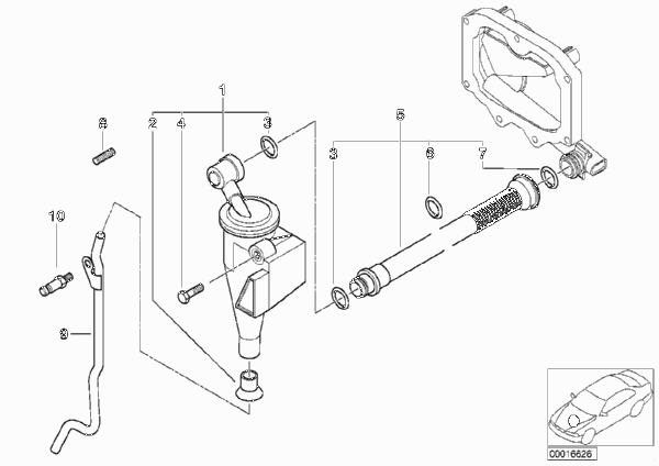 Система вентиляц.картера/маслоотделитель для BMW E39 540i M62 (схема запчастей)