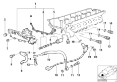 Головка блока цилиндров-Vanos для BMW E36 320i M50 (схема запасных частей)