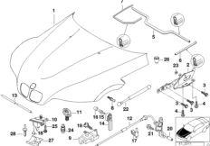 Капот/дополнительные элементы для BMW Z3 Z3 M3.2 S50 (схема запасных частей)