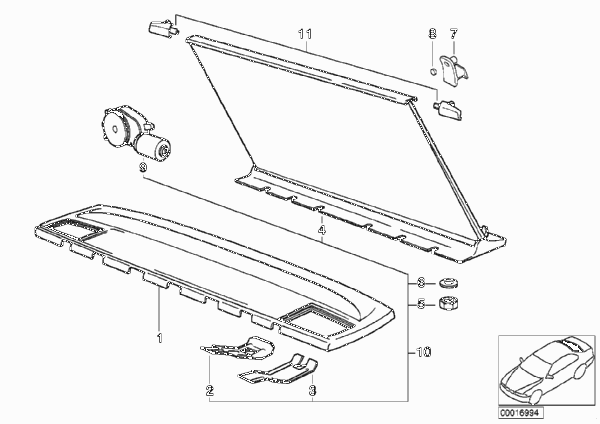 Полка/солнцезащитная штора для BMW E32 730i M60 (схема запчастей)