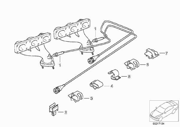 Лямбда-зонд/дополнительные элементы для BMW E46 320i M52 (схема запчастей)