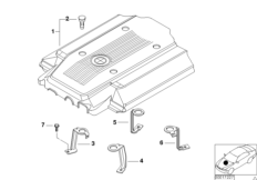 Звукоизоляционный кожух двигателя для BMW E38 740i M62 (схема запасных частей)