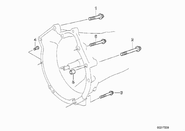 Крепление коробки передач для BMW E39 525tds M51 (схема запчастей)