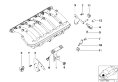 Дополнительные элементы системы впуска для BMW E46 323i M52 (схема запасных частей)