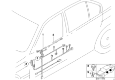 Жгуты проводов двери для BMW E36 318ti M44 (схема запасных частей)