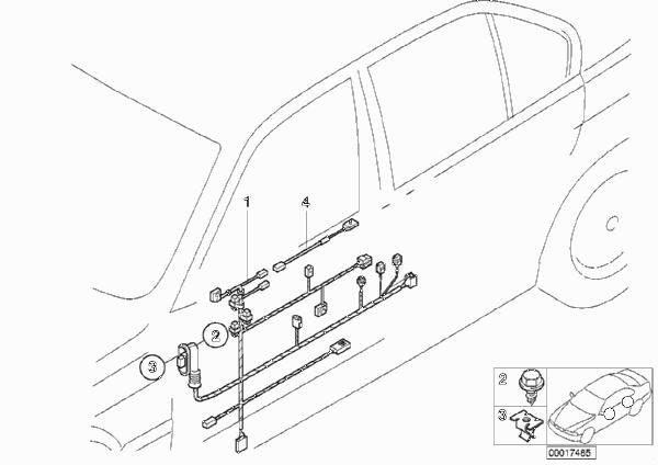 Жгуты проводов двери для BMW E36 318tds M41 (схема запчастей)