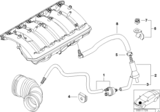Двигатель с вакуумной сист.управления для BMW E46 323i M52 (схема запасных частей)