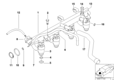 Система впрыска/форсунка для BMW Z3 Z3 1.9 M43 (схема запасных частей)