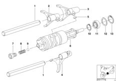 Механизм ПП 5-ступенчатой КПП для MOTO 259E R 1100 GS 94 (0404,0409) 0 (схема запасных частей)