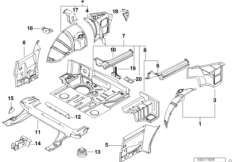 Пол багажника/брызговик Зд для BMW E36 316i 1.9 M43 (схема запасных частей)