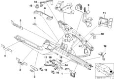 Кронштейн передка Л для BMW E39 528i M52 (схема запасных частей)