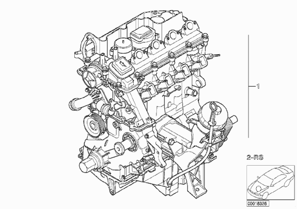 Силовой агрегат для BMW E46 320td M47N (схема запчастей)