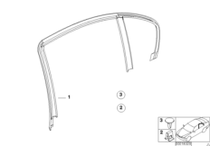 Накладки и уплотнения двери Зд для BMW E46 330xd M57N (схема запасных частей)