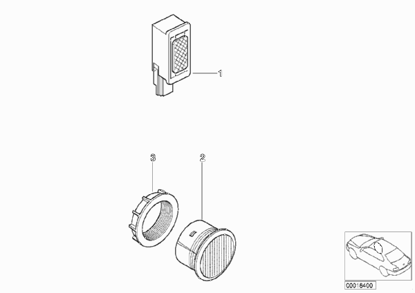 Детали устройства громкой связи для BMW E46 325xi M54 (схема запчастей)