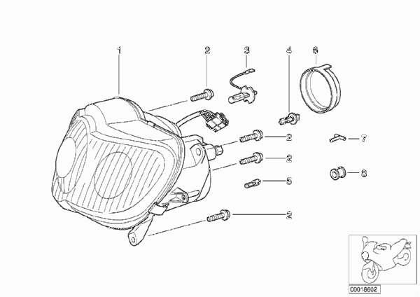 Фара для MOTO 259S R 1100 S 98 (0422,0432) 0 (схема запчастей)