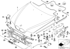 Капот/дополнительные элементы для BMW E39 528i M52 (схема запасных частей)