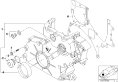 Корпус блока ГРМ Нж для BMW E46 318td M47N (схема запасных частей)