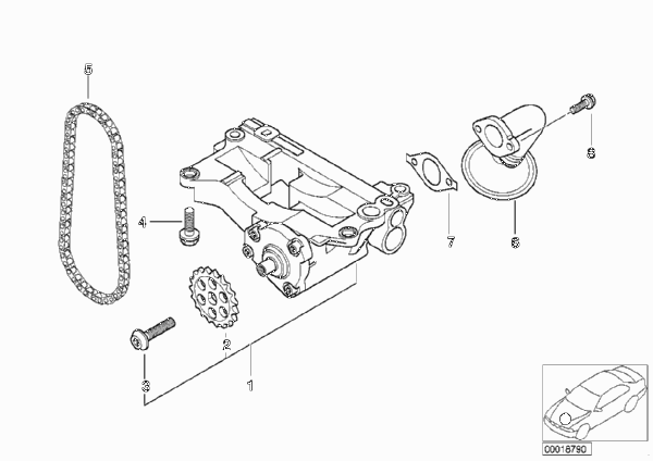 Смазочная система/маслян.насос с прив. для BMW E38 730d M57 (схема запчастей)