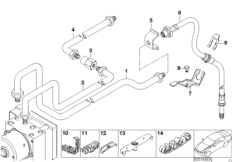 Трубопровод тормозн.привода Зд ABS/ASC+T для BMW E46 325Ci M54 (схема запасных частей)